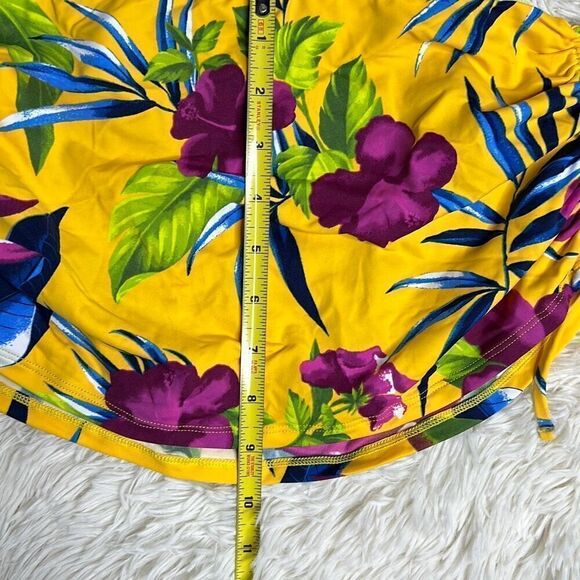 Tommy Bahama Side-Shirred Skirted Hipster Bikini Bottoms Yellow Floral Size Sma - Picture 8 of 8